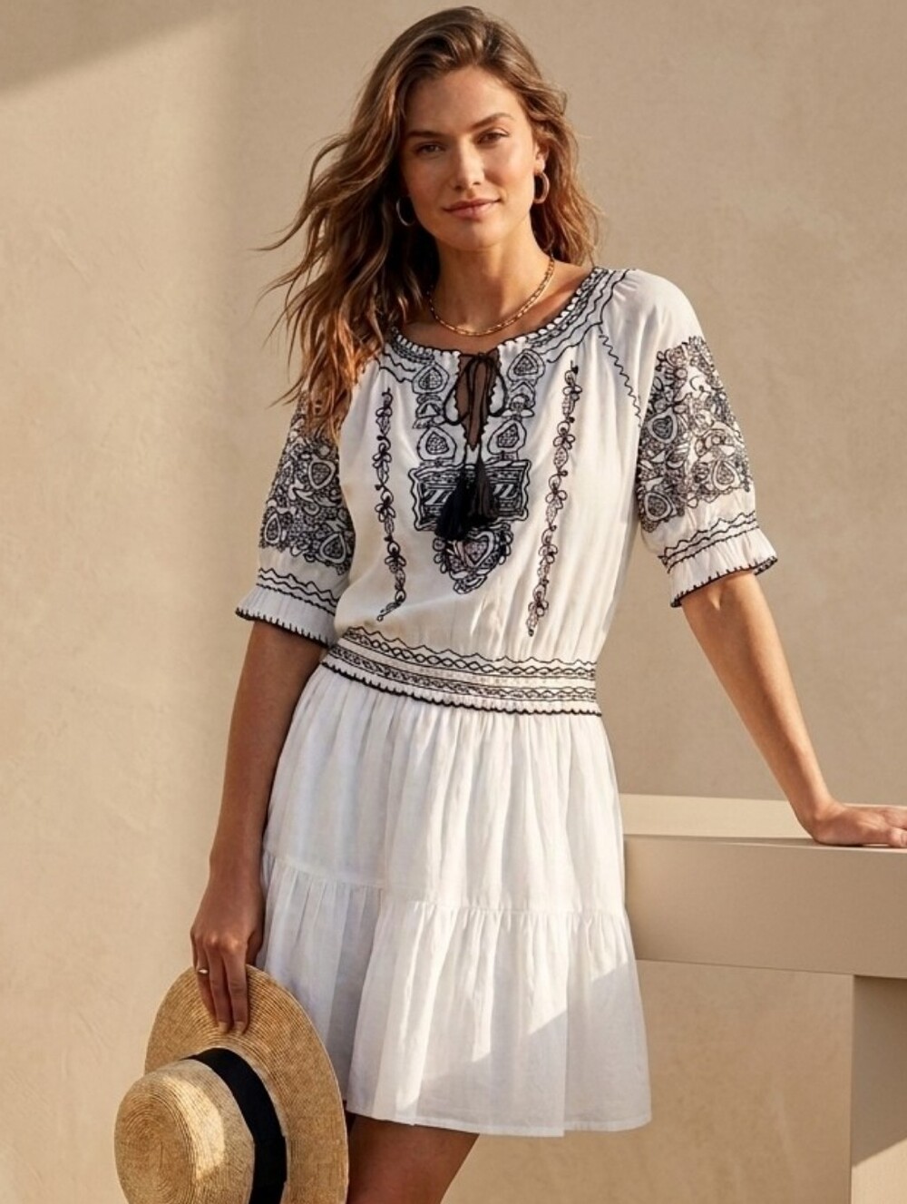 Ralph Lauren Embroidered Cotton Voile Dress white size 12 large